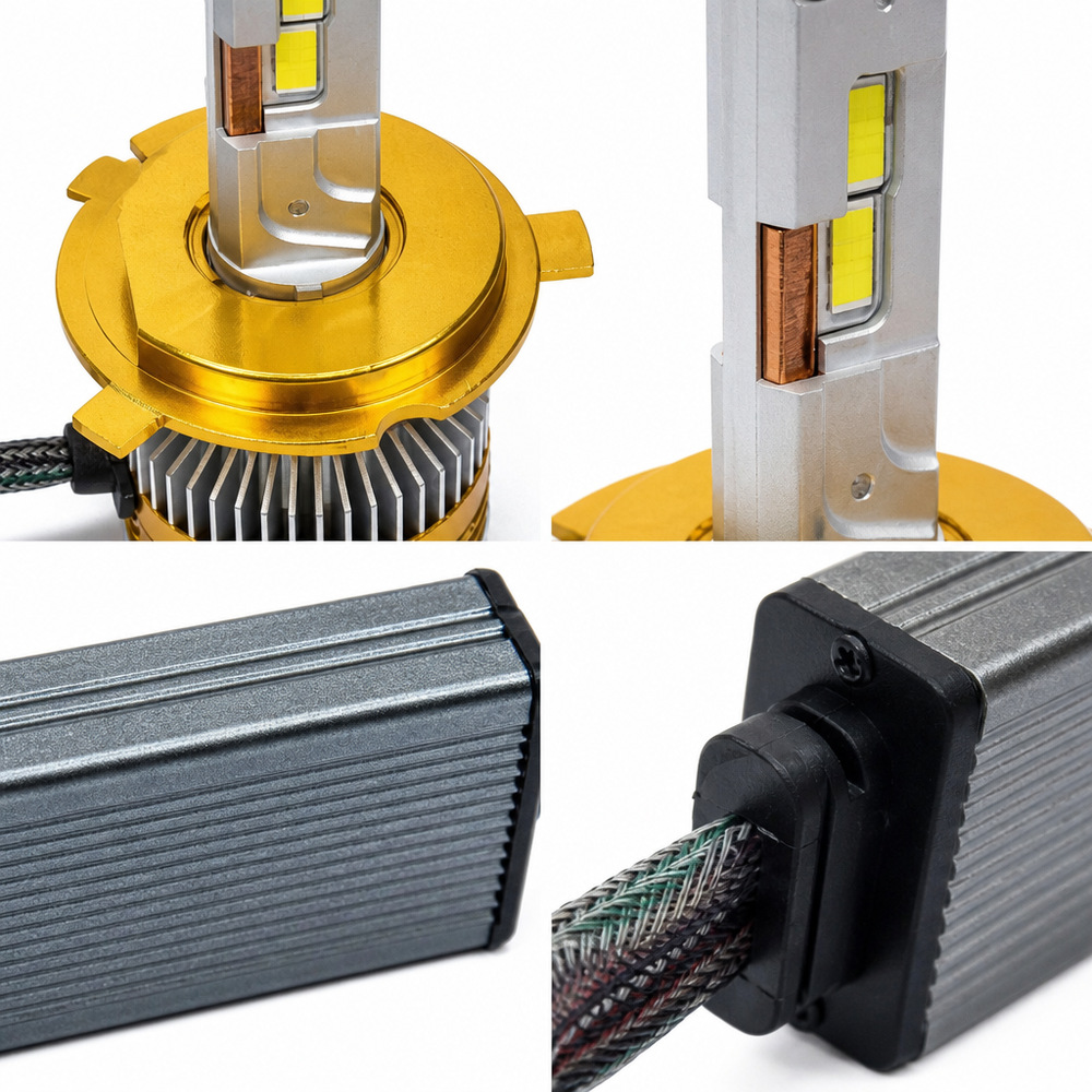 100W Three Copper Tube LED H13 9004 9007 H4 Bi-Beam LED Headlight Gold/Silver/Black/Blue Version
