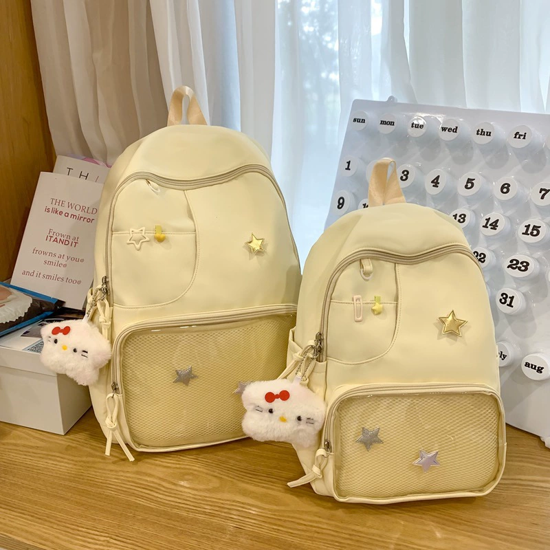 Japanese cute transparent capacious universal school bag, backpack, Korean style