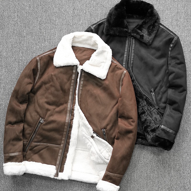 Korean-style Men's Leather Suede Bomber Jacket