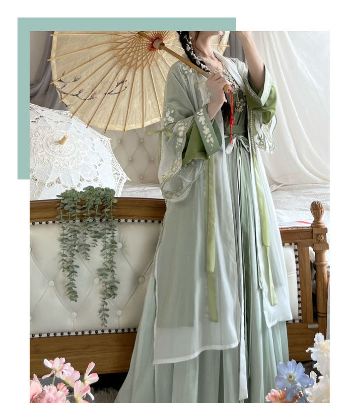 Spring and Summer New Song Style Exquisite Embroidered Antique Hanfu Suit Fairy Elegant Slimming Airplane Sleeve Skirt Ruk Ancient Dress Spring and Summer New Song Style Exquisite Embroidered Antique Hanfu Suit Fairy Elegant Slimming Airplane Sleeve Skirt Ruk Ancient Dress