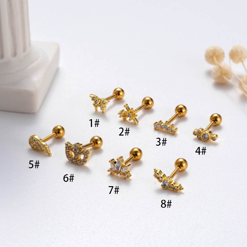 Boucle d'oreille papillon zircon acier inoxydable piercing_voghion.com