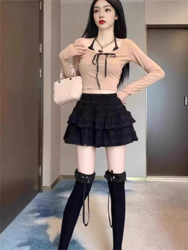 公主短裙蕾丝芭蕾风半身裙女早春秋2025新款蛋糕裙蓬蓬裙高腰显瘦|undefined