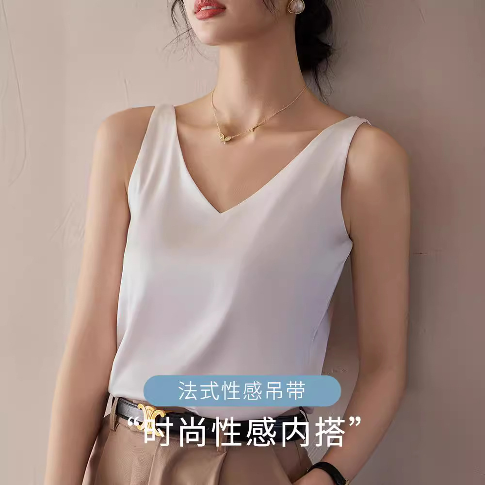 Imitation Silk Camisole Women's Satin Chiffon Suit Inner Base Outer Wear Loose Sleeveless Top Summer