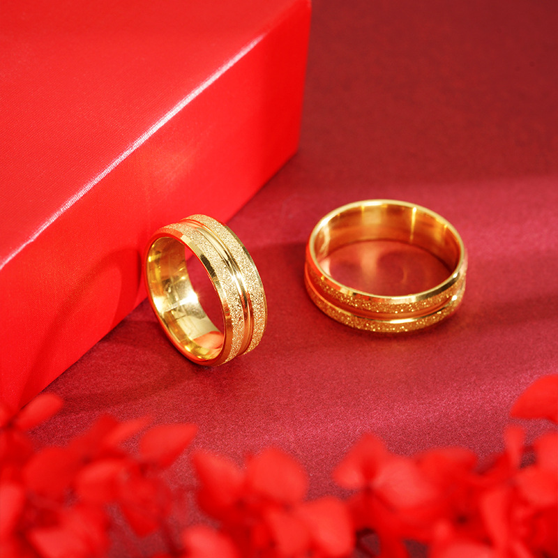 Vietnam arena oro doble biselado arena anillo estrellado estilo europeo y americano popular en línea rojo mismo estilo fábrica de joyas al por mayor