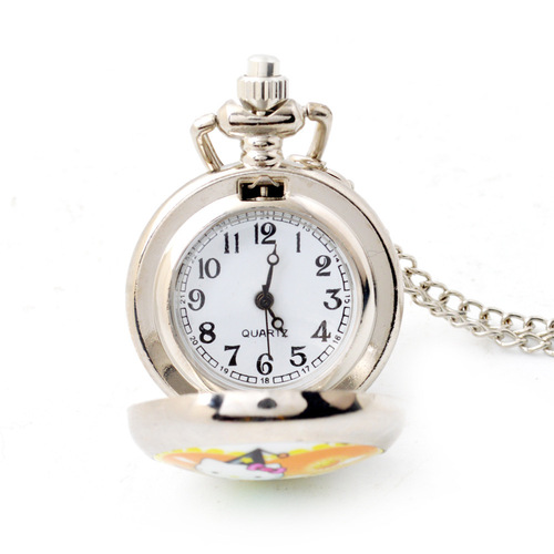 New enamel Frozen small pocket watch cartoon style children's pocket watch retro enamel hanging chain watch wholesale