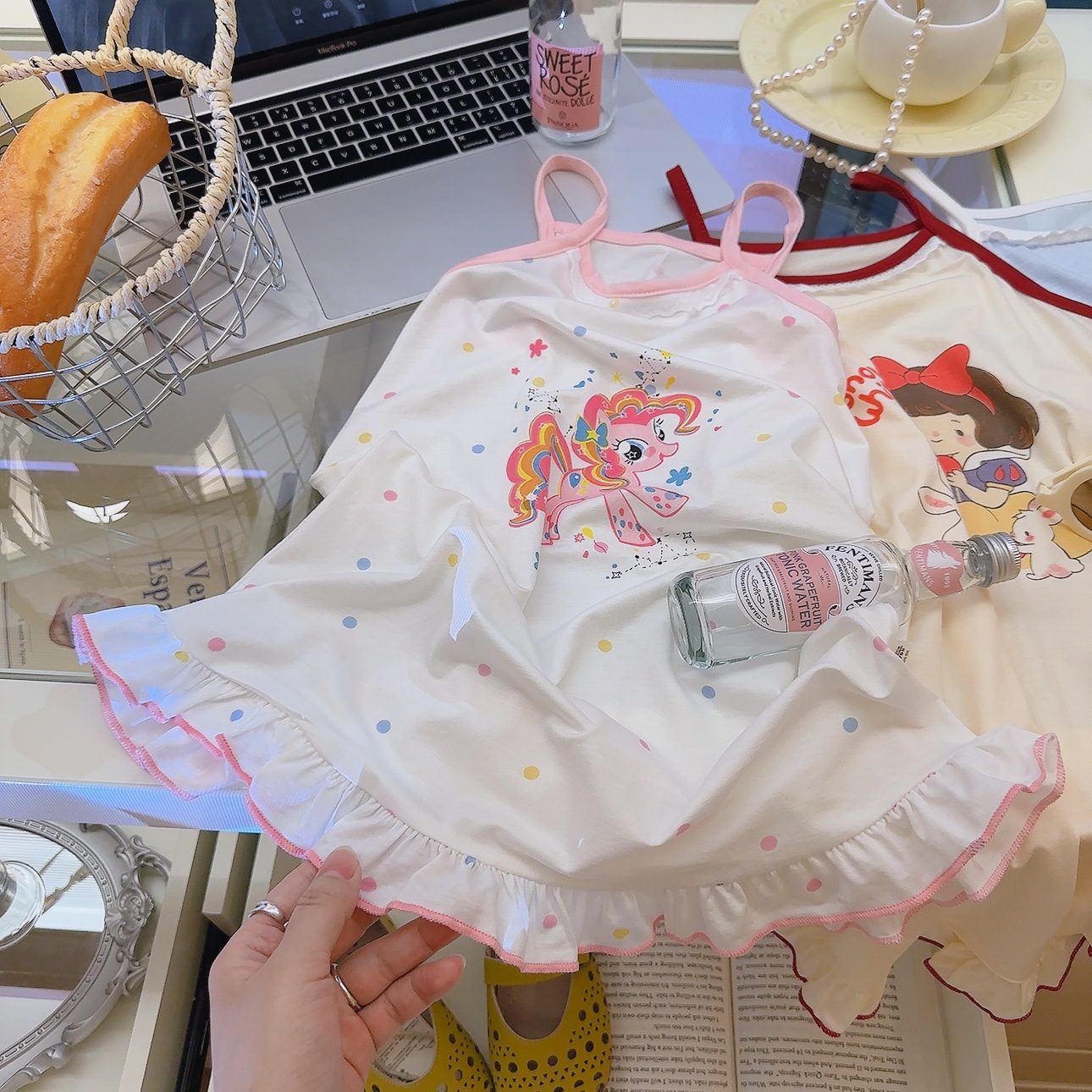 Su bebé niña verano delgado celeste camisón camisón niño grande pijama de dibujos animados princesa niña servicio a domicilio