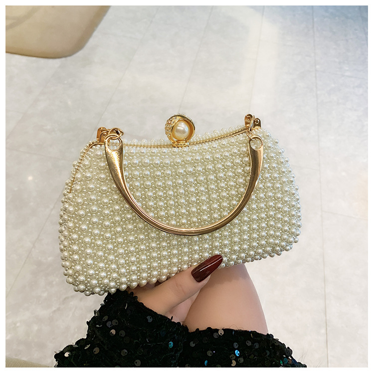 New pearl lady's handbag, banquet dress crossbody bag, elegant socialite dinner bag, high-end underarm bag wholesale undefined