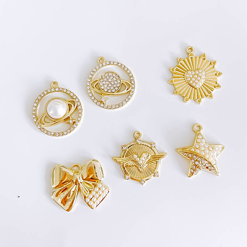 Star, Heart Shape, Bow Knot Pattern 10 PCS/Package 19*23mm 22*20MM 23 * 20mm Metal Star Heart Shape Bow Knot Pendant
