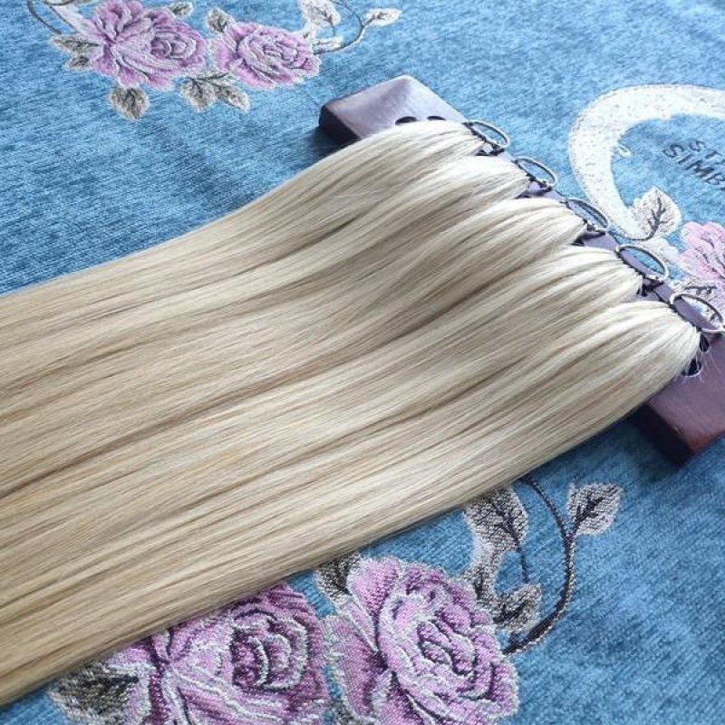 第二世代フェザー9度カラーヘアエクステンション、リアルヘアゴールドホワイトフェザーヘアエクステンション、ハイライト、シームレスヘアエクステンション、手織り直販|undefined