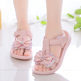 Girls Sandals Breathable New Style Women's Large Children's Open-Toe Beach Shoes 2025 Soft Sole Summer Princess Children's Shoes