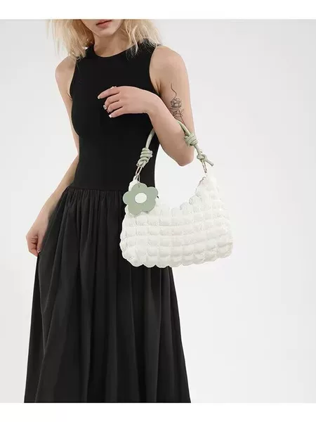 2025 Autumn Pleated New Bag Women's Shoulder Underarm Casual Fashion Trend Casual Solid Color Pleated Bag