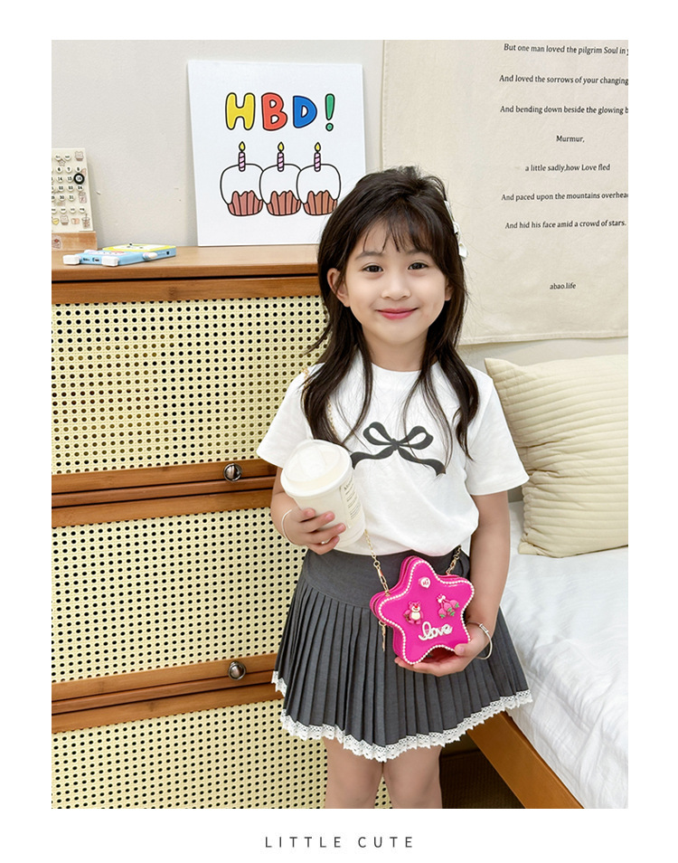 120g Weight Zipper Closure Type Single Shoulder Strap Strap Type Crossbody Bag Bags Type Casual, Holiday Occasion PVC Material Mermaid, Bow Knot Pattern All Seasons Season Kid'S Gender Cute Style Pentagram Shape Kid'S PVC Mermaid Bow Knot Cute Pentagram Zipper Crossbody Bag 无