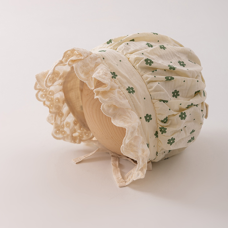 3-12 Sombrero de bebé recién nacido de primavera y otoño delgado bebé pequeño mes de edad bebé princesa sombrero de encaje flores