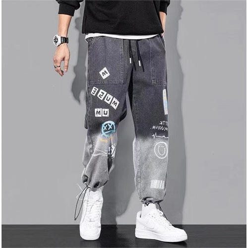 Factory Goods Spring Autumn Hip-Hop Men's Hong Kong Style Trend Brand Loose Streetwear Small Alphabet Print Casual Harlon Pants for Men