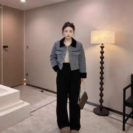 2025羽绒内胆秋冬新款法式气质高级感翻领时尚百搭小香风套装外套