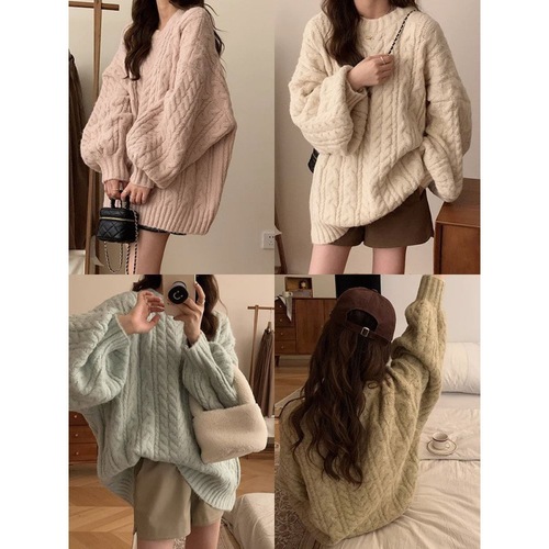 Soft and Mellow Knit Round Neck Turtleneck Top for Women, Relaxed Style, Korean Version, Loose Cardigan, Plus Size, Autumn and Winter