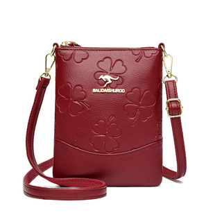 Mobile Phone Bag 2025 Summer New Mother Bag Korean Style Embossed Shoulder Crossbody Bag Simple Middle-Aged Women's Bucket Bag