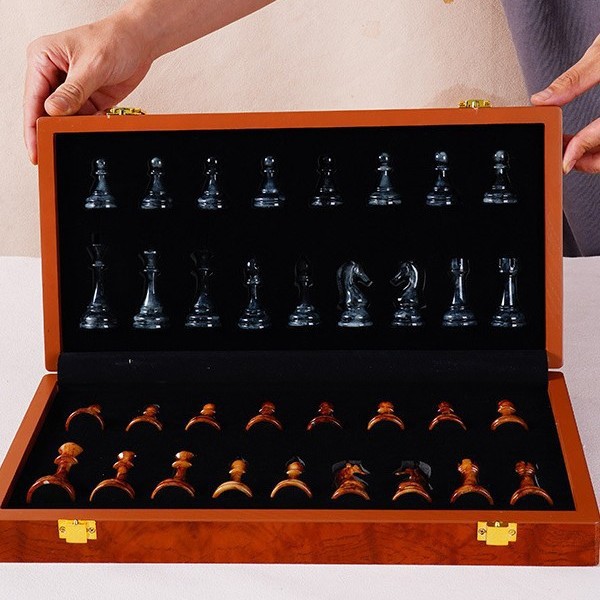 磁吸碳纤维仿红木纹国际象棋chess便携高档礼品比赛教学