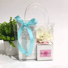 跨境现货pvc手提袋按扣塑料透明红酒袋伴手礼袋子喜糖礼品包装