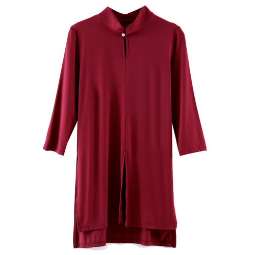 Women's square classical modern dance cheongsam high stand collar Tai Chi slit crotch top adult art exam dance practice clothes