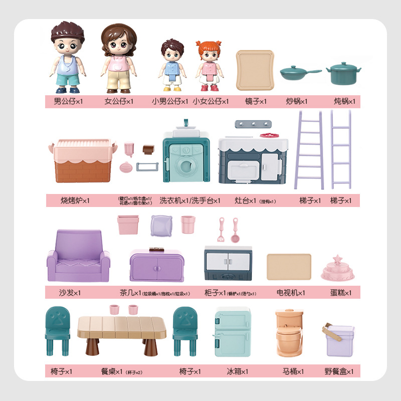 Cross-border English fast food RV model transformation restaurant girl's housekeeping scene interactive puzzle children's toy car 