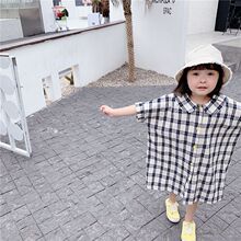 女童衬衫女宝宝夏装韩版格子宽松衬衫宝宝衬衫女童衬衫裙