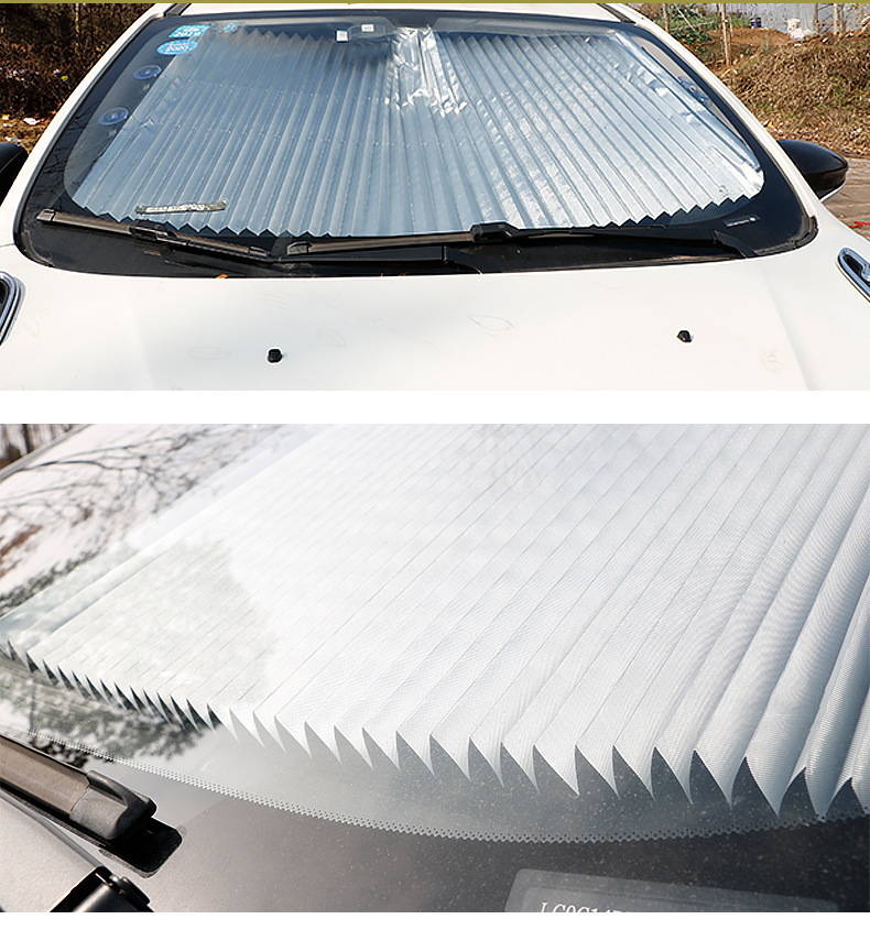 Car Sun Protection, Heat Insulation and Sunshade, Automatic Retractable and Foldable Sunshade for Interior Use, Front Sunshade, Household Louver Sunshade