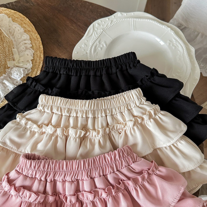 Falda corta de siete niñas de limón salado, falda de tutú estilo ballet rosa, falda de pastel plisada, falda de princesa de moda occidental