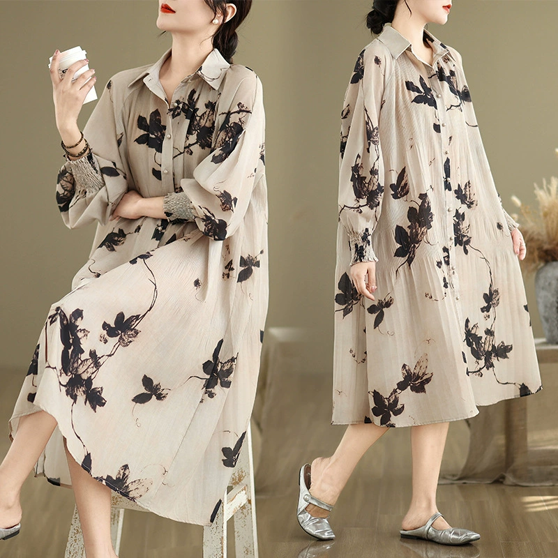 Съемка спот 2025 весенне-летний новый принт свободного платья