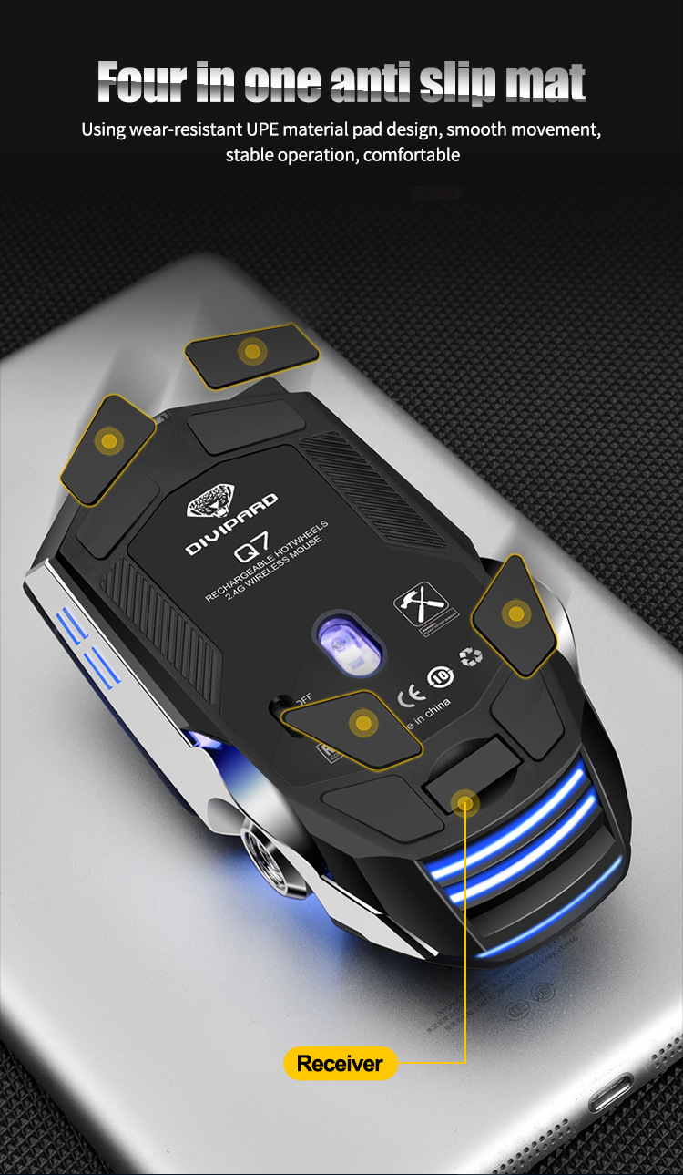 Emperor Leopard Q7 Wireless Charging Gaming Silent with Light Emitting Water Cooled Mechanical Mouse_voghion.com