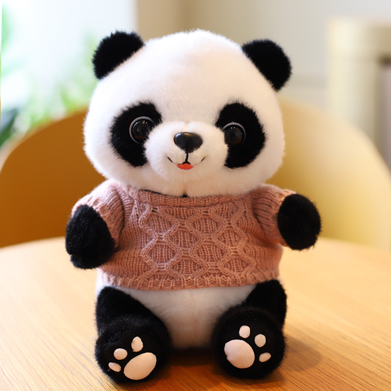 Disfraz encantador panda muñeca juguetes de peluche base panda recuerdos simulación tesoro nacional panda gigante puede agregar logotipo