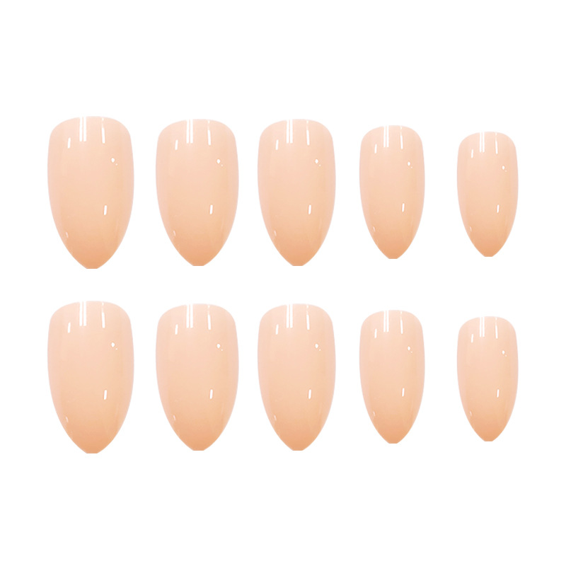 Las mejores ventas transfronterizas de manicuría de almendras largas, polvo desnudo simple y elegante, 24 piezas de parche de uñas terminado.