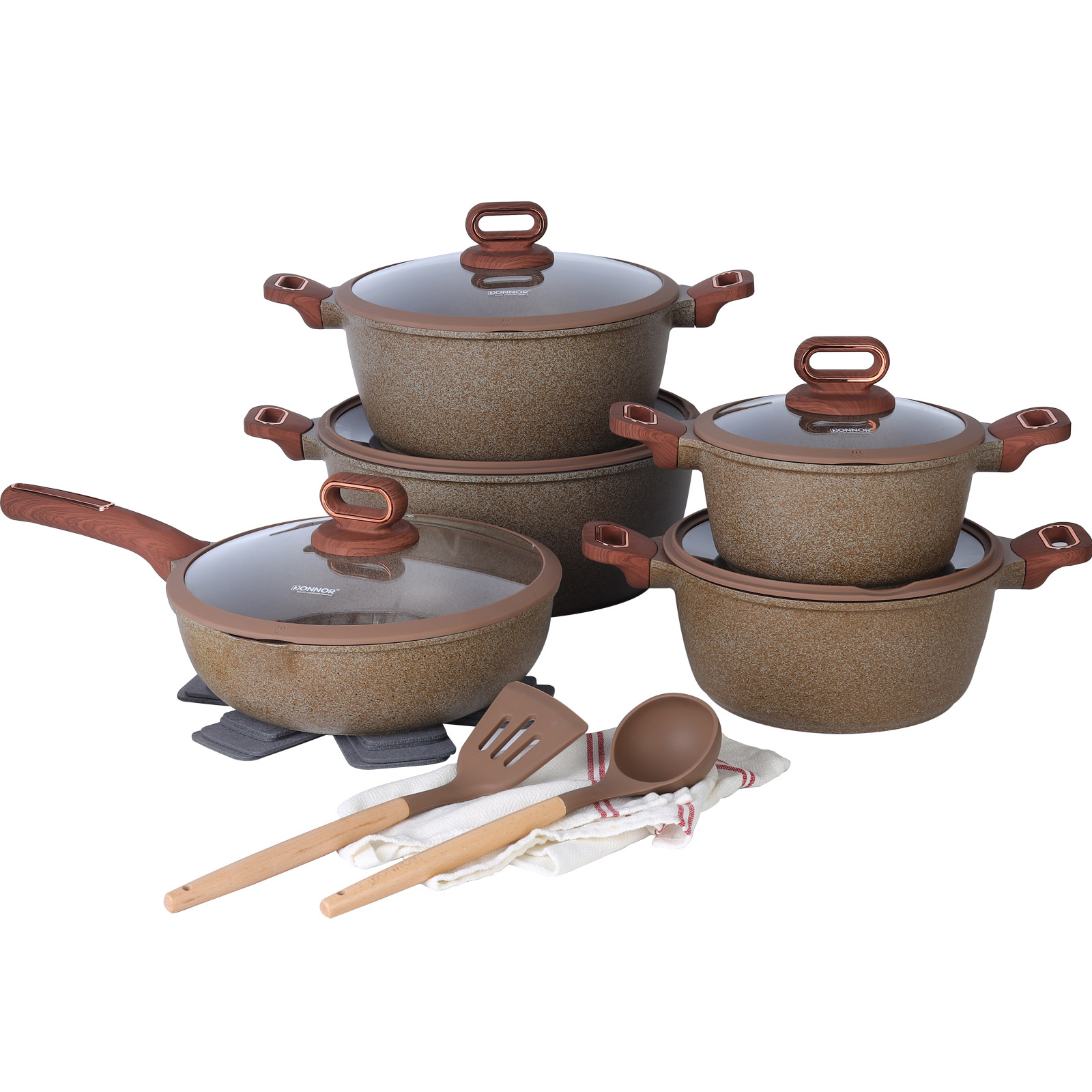 Donnor Bailey 16 piezas set cocina set no pegajoso prensado placa de cocina de mármol