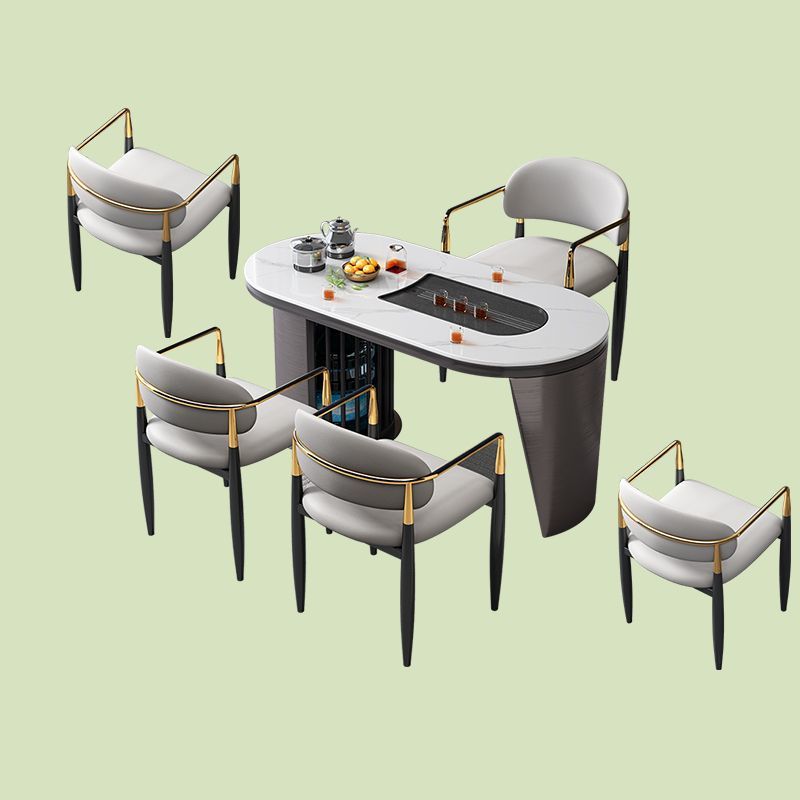 Mesa de té balcón mesa de té moderna simple tabla de roca mesa y silla de lujo ligera combinación de mesa de té de oficina en el hogar un conjunto completo
