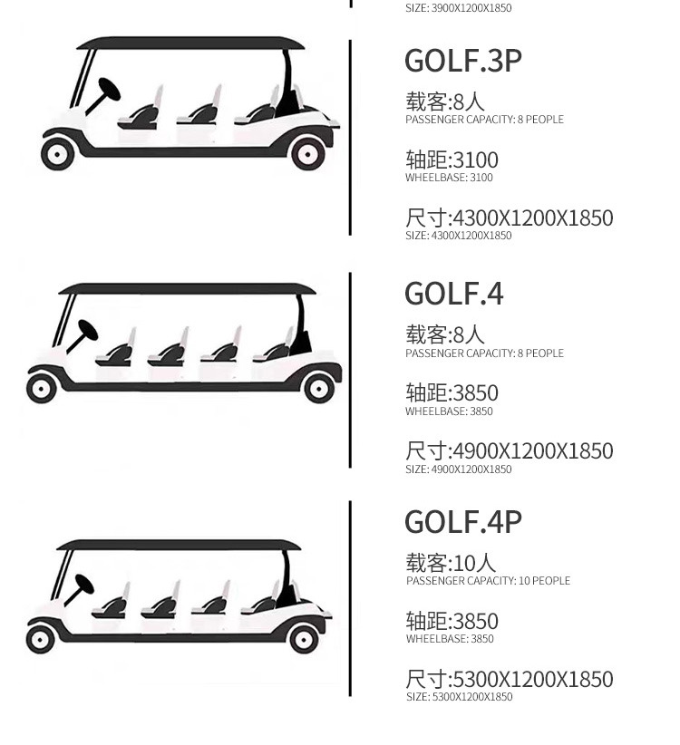 Golf Cart Off-Road Electric Four-Wheel Sightseeing Car Scenic Area Golf Course Airport Shuttle Electric Golf