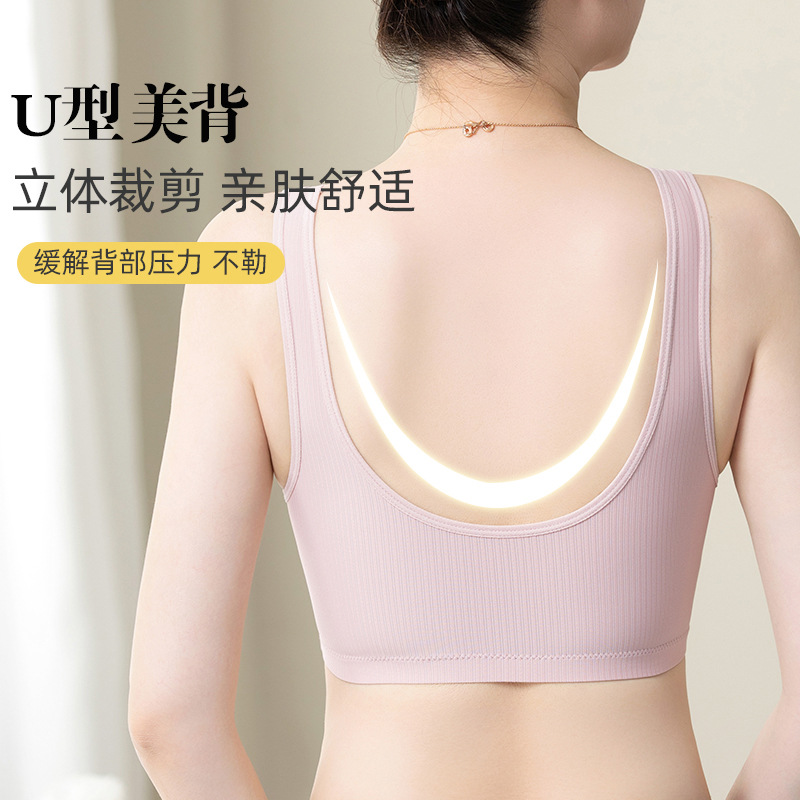 Ropa interior para madres, sujetador con hebilla delantera estilo chaleco, mujeres de mediana edad y ancianos, sin anillo de acero, ropa interior delgada de verano de gran tamaño que no deja marcas