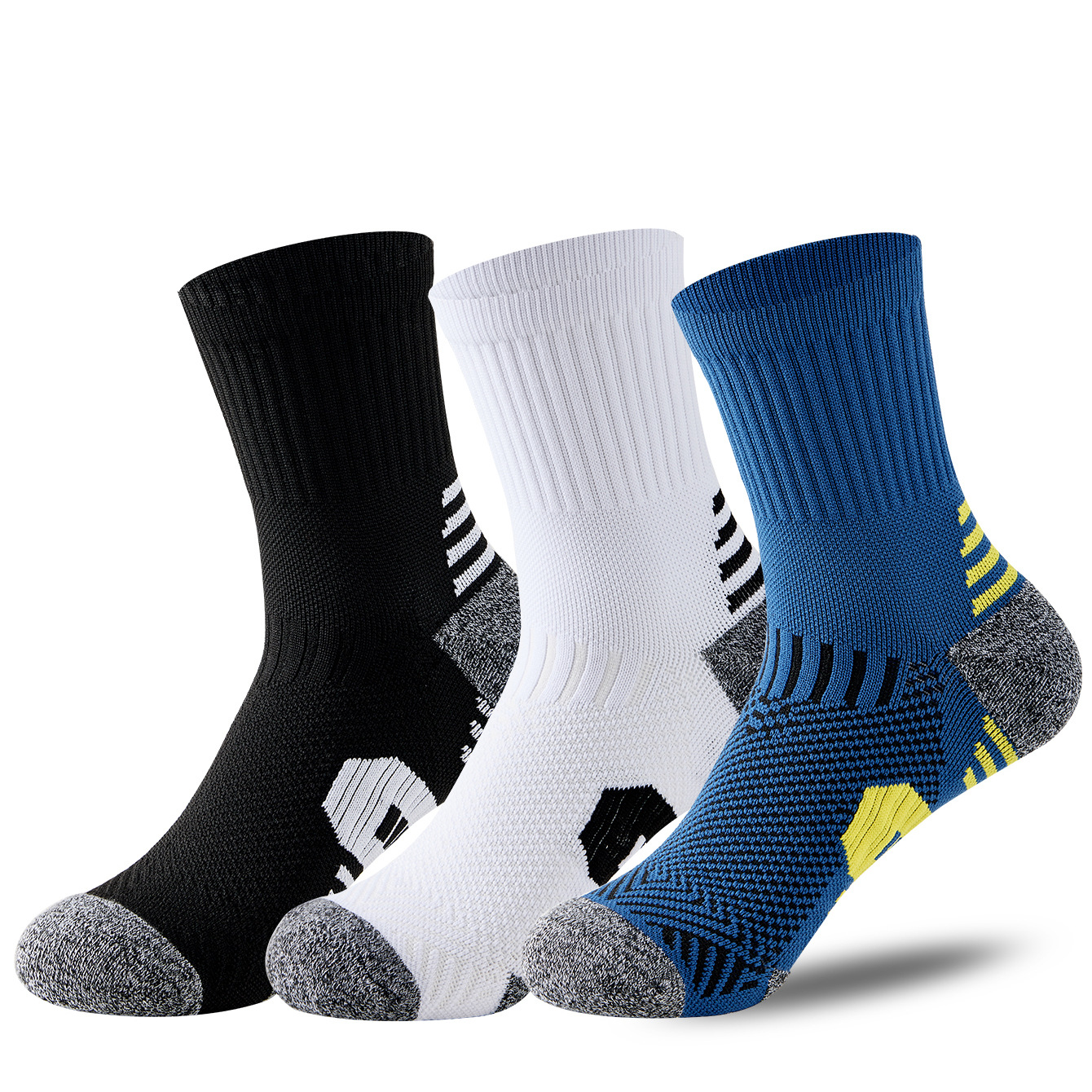Amazon Socks Men's Sports Socks Low-Cut Cycling Socks Sweat-Absorbent Deodorant Basketball Socks Outdoor Mountaineering Towel Shock Absorbing Socks