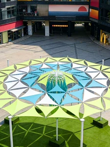 Triangular Sunshade Sail, Cultural Tourism Landscape Canopy, Market Commercial Street Rainproof and Sunproof Tensile Sunshade Sail, Beautiful Decorative Display
