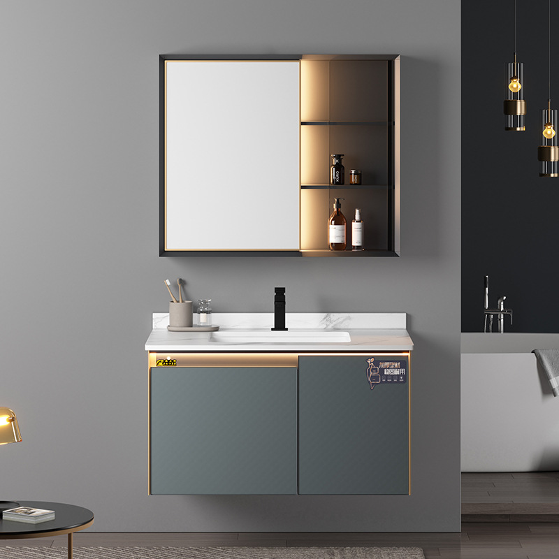 Lavabo combinación integrado lavabo de cerámica gabinete de baño mesa de lavado inodoro lavabo moderno espacio de aluminio mueble de baño