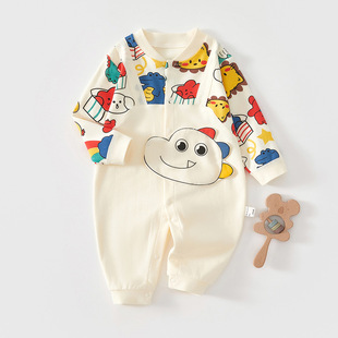 Baby's jumpsuit Spring and Autumn Cotton Newborn Clothes Baby's Super Cute and Cute Ha-ha Clothes Climbing Clothes Autumn Outfit