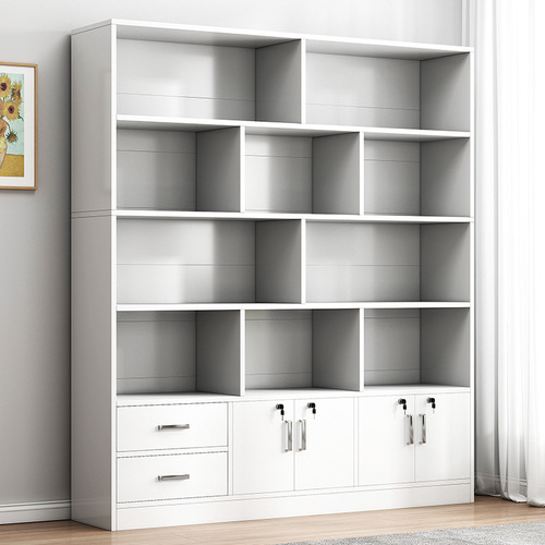 Bookcase floor-to-ceiling storage cabinet large-capacity storage cabinet wooden office file cabinet living room wall-mounted bookshelf