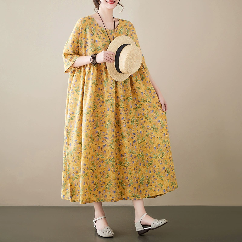 Летнее платье, корейский стиль, oversize, большой размер