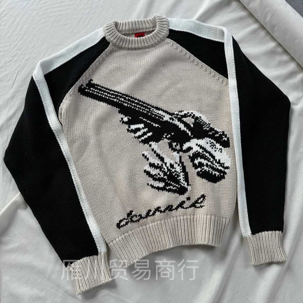 Europa y los Estados Unidos impresión de moda transfronteriza otoño y invierno pullover suéter retro americano calles holgazas camisetas de punto sueltas