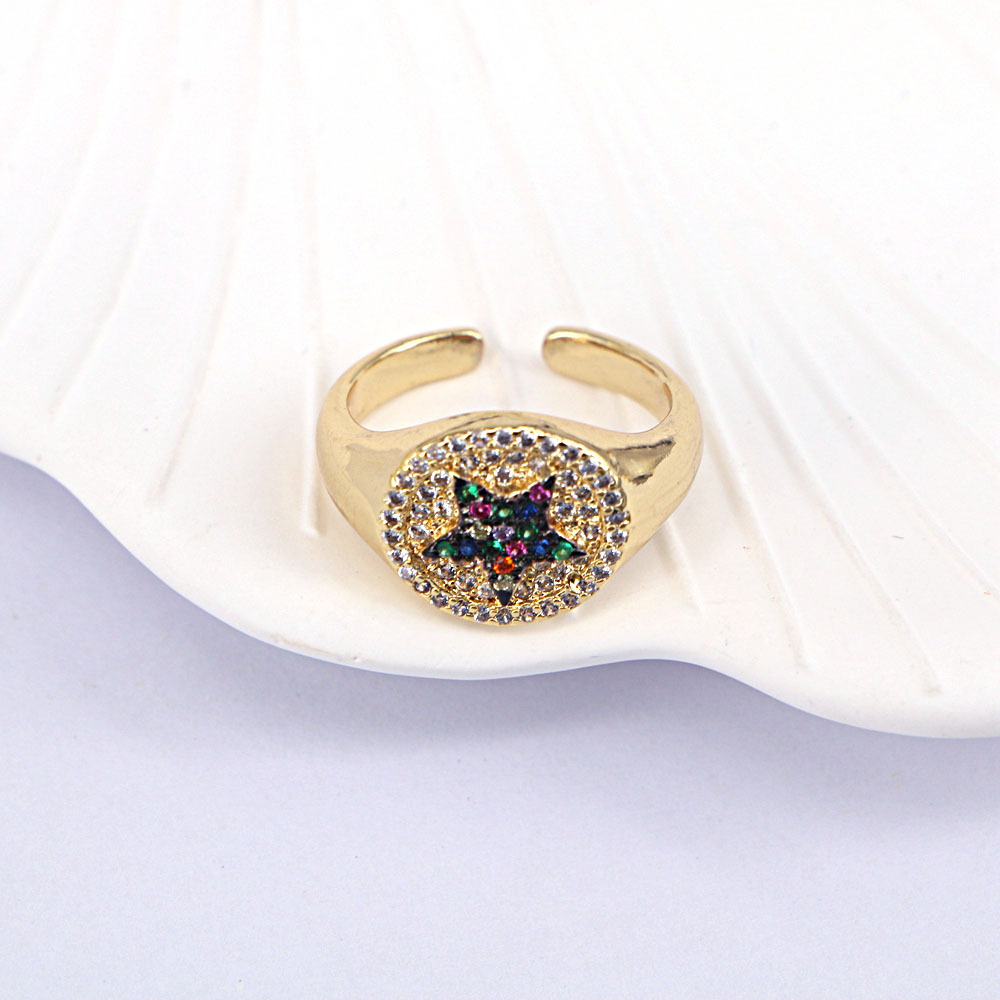 anillo de cobre de circn de corazn de luna de estrella de mariposa de oro hueco de modapicture5