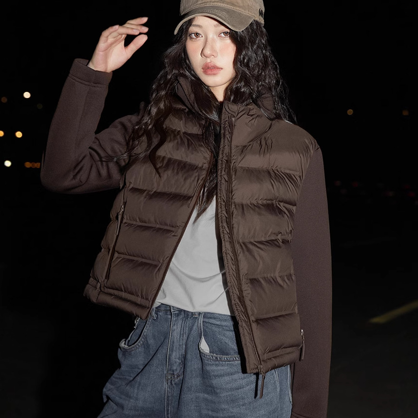 Comercio exterior ligero y delgado plumón de algodón mujer 2025 nuevo estilo de collar vertical moda de otoño y invierno simple chaqueta de algodón coreano abrigo