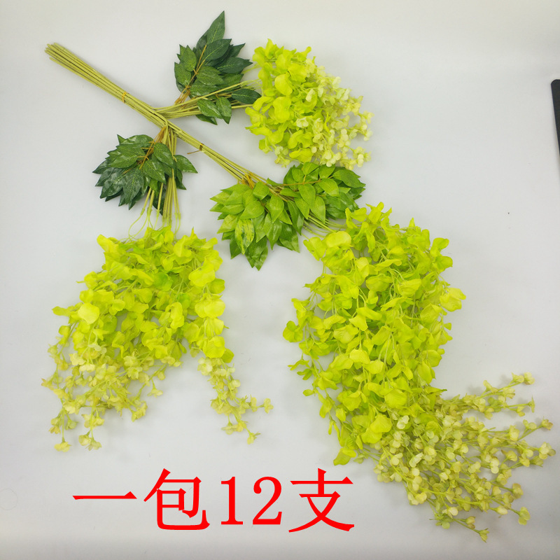 人工藤の花、豆の花、偽物の花、造花、緑の植物、リビングの天井、壁掛けの花、藤、結婚式の装飾、卸売|undefined