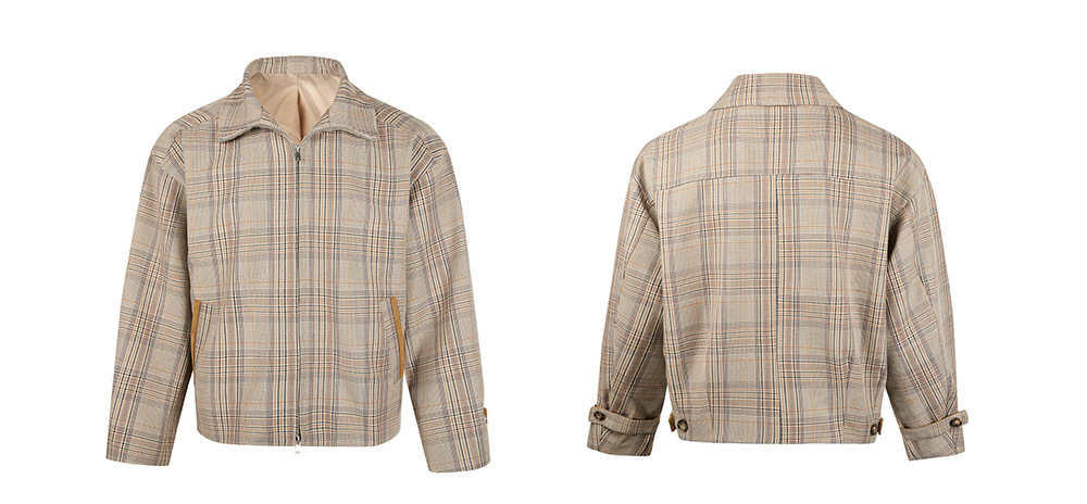 MADEEXTREME Prince of Wales Plaid Zip-Up Loose Jacket