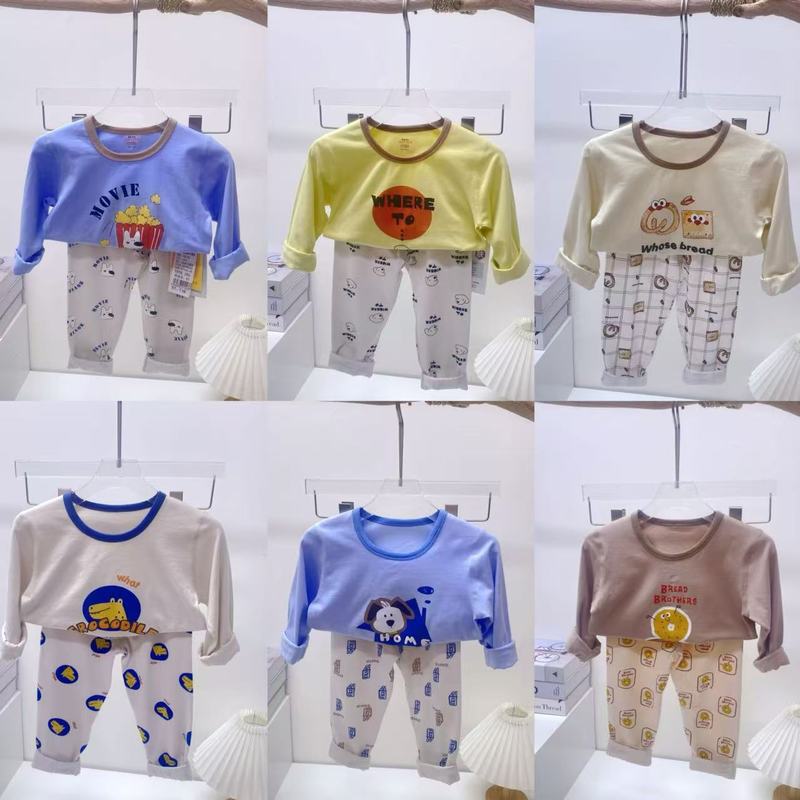 【爱啦爱啦】新款卡通家居服套装男女童春秋薄款透气莱卡棉套|undefined