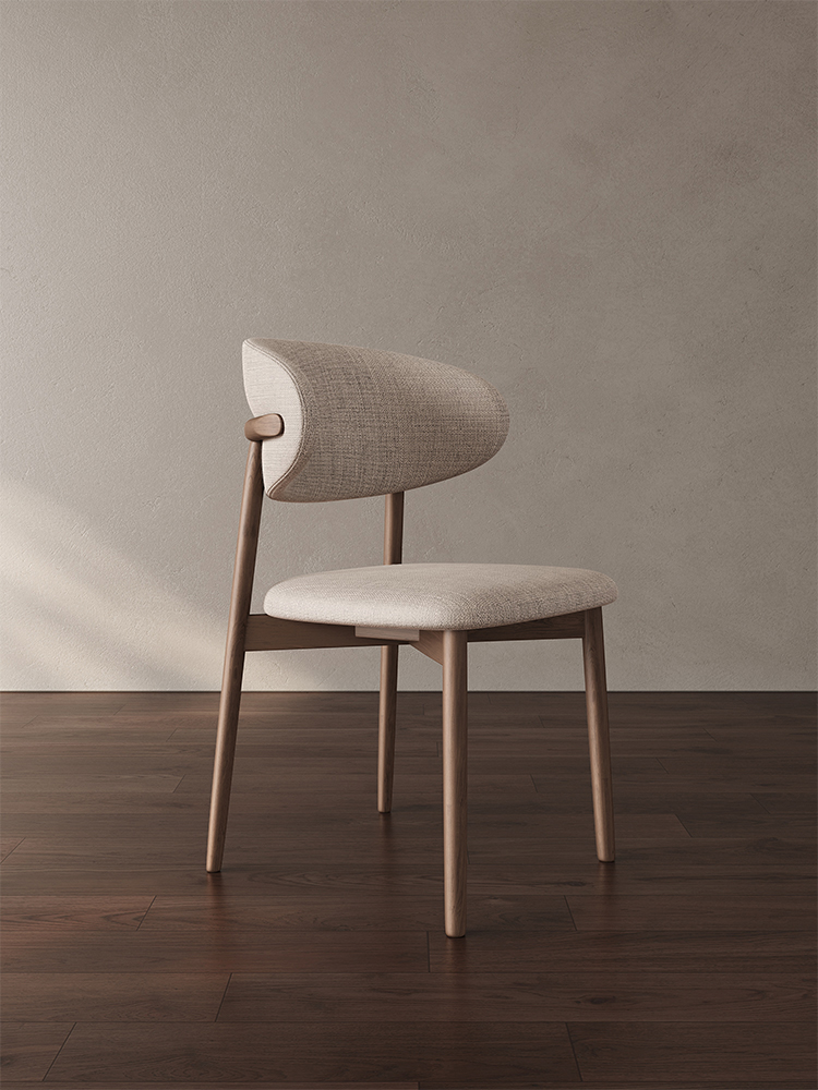Scandinavian Solid Wood Dining Chair Home Modern Minimalist Designer Restaurant Chair Home Stool Fabric Soft Bag Backrest Chair