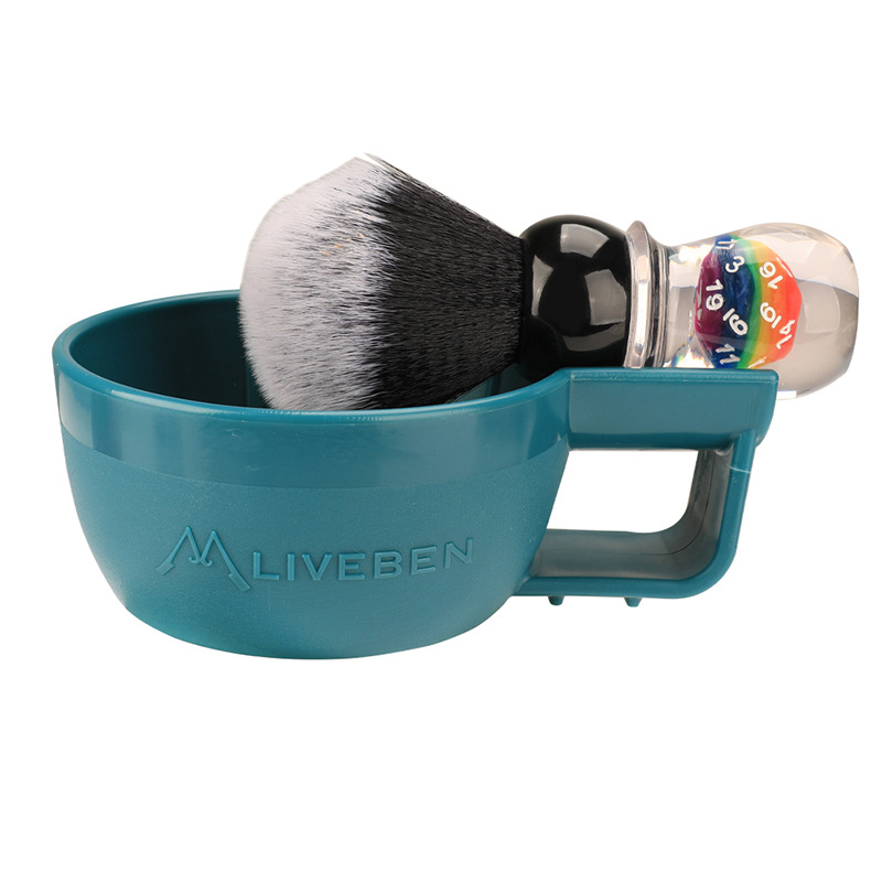 Li Wu Ben crema de afeitar cuenco de elaboración de cerveza boca ancha PP cuenco de jabón engrosado resistente a las caídas tazón de afeitar húmedo de patrón tridimensional estadounidense